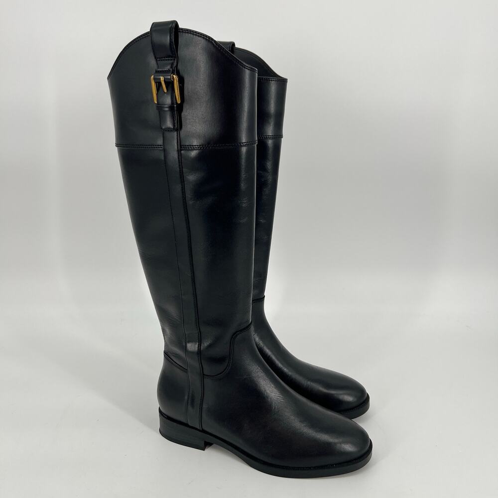 Vionic Phillipa Riding Boots Womens 6 Black Leather High Shaft Tall Equestrian